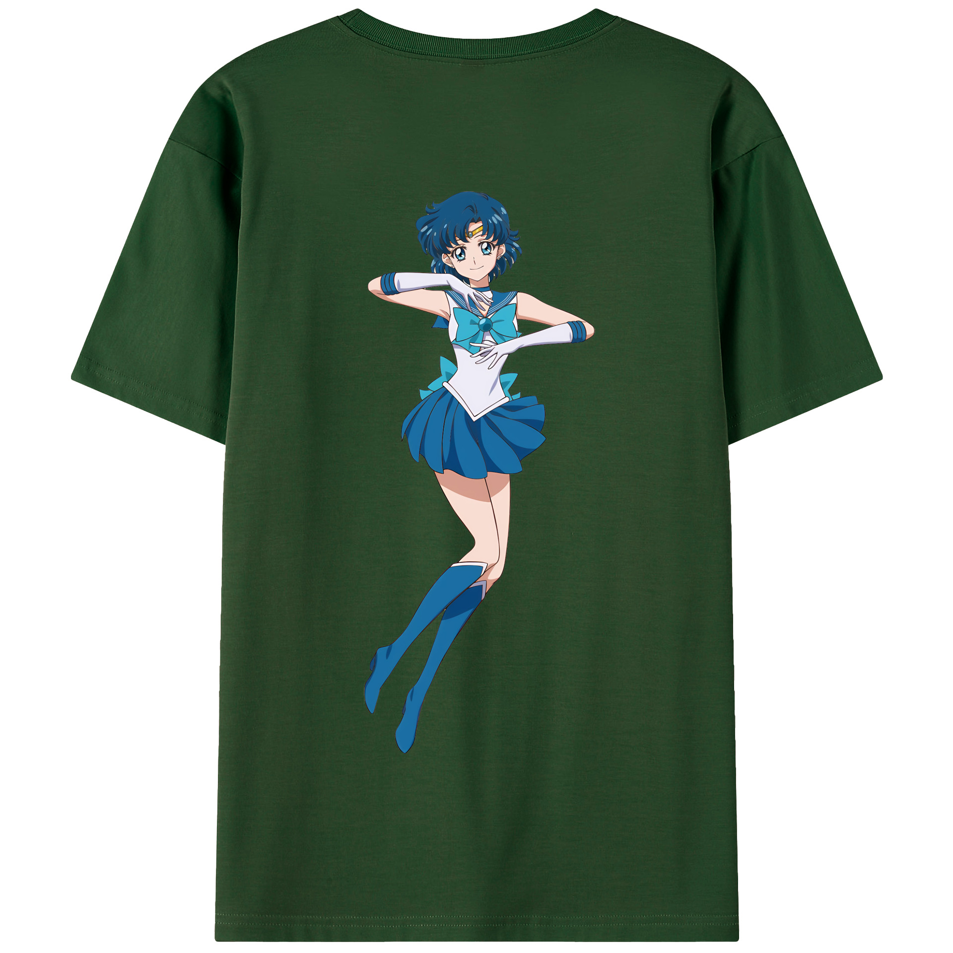 （画像用） 美少女戦士セーラームーン 水野 亜美 みずの あみ Sailor Moon Mizuno Ami 綿100％半袖Tシャツ（背面プリント）